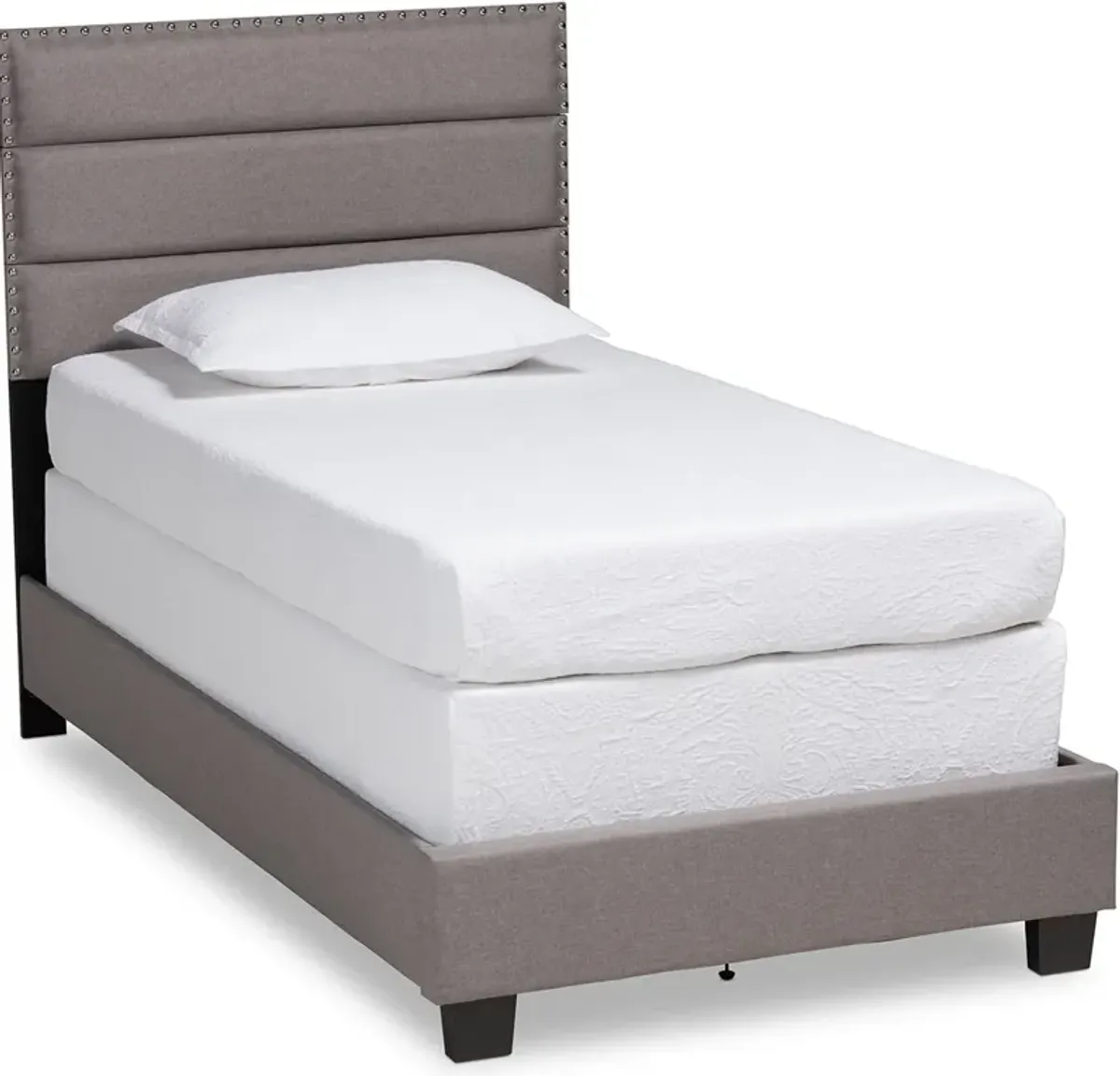 Carmen Twin Upholstered Bed - Gray/Black