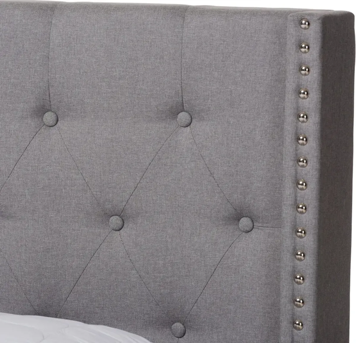 Heston Queen Upholstered Bed - Light Gray