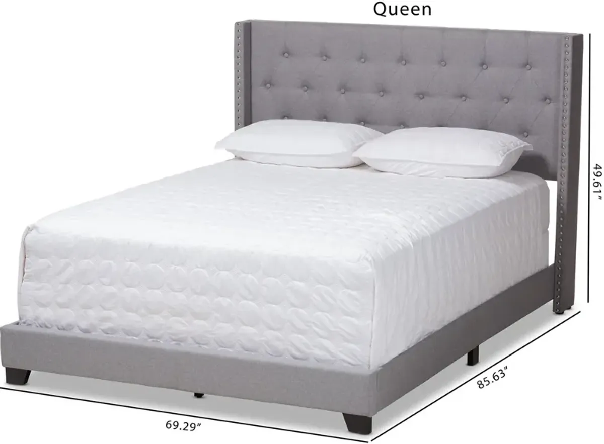 Heston Queen Upholstered Bed - Light Gray