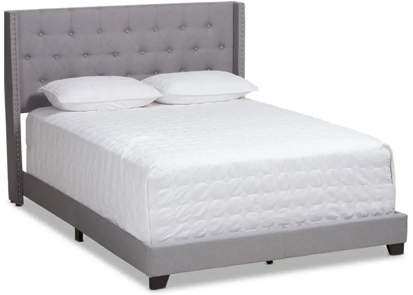 Heston Queen Upholstered Bed - Light Gray