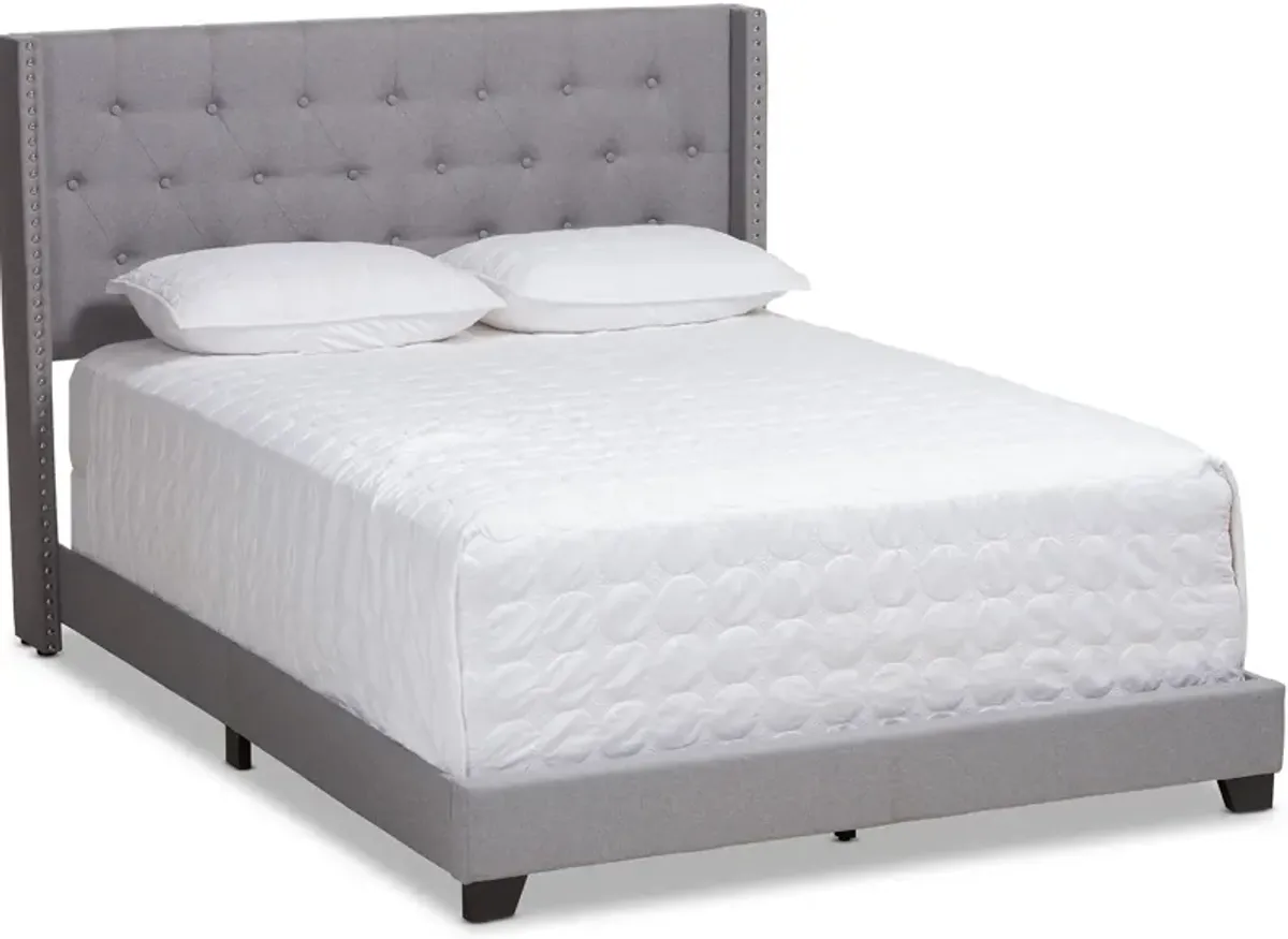 Heston Queen Upholstered Bed - Light Gray