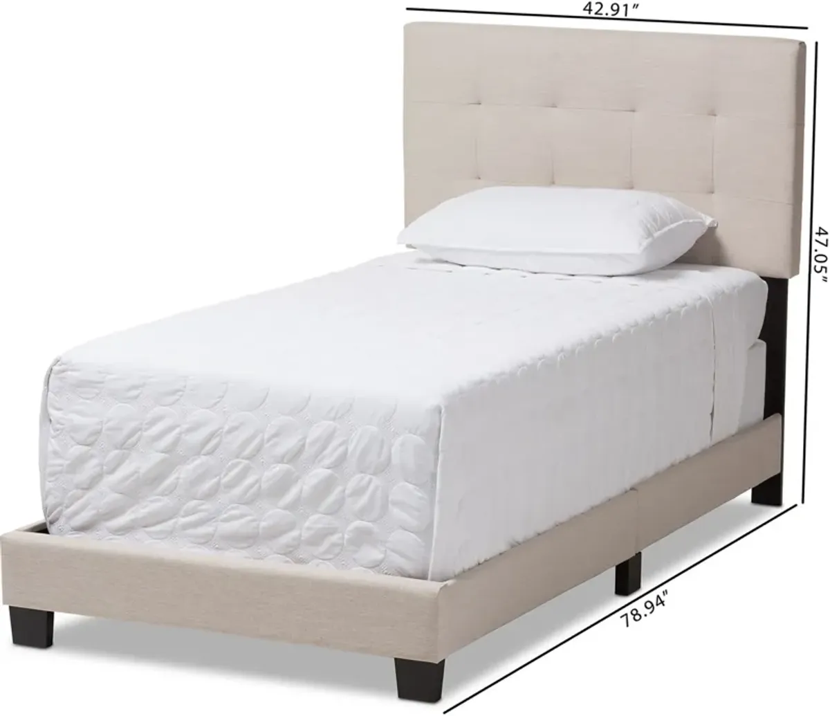 Zanab Twin Upholstered Bed - Beige