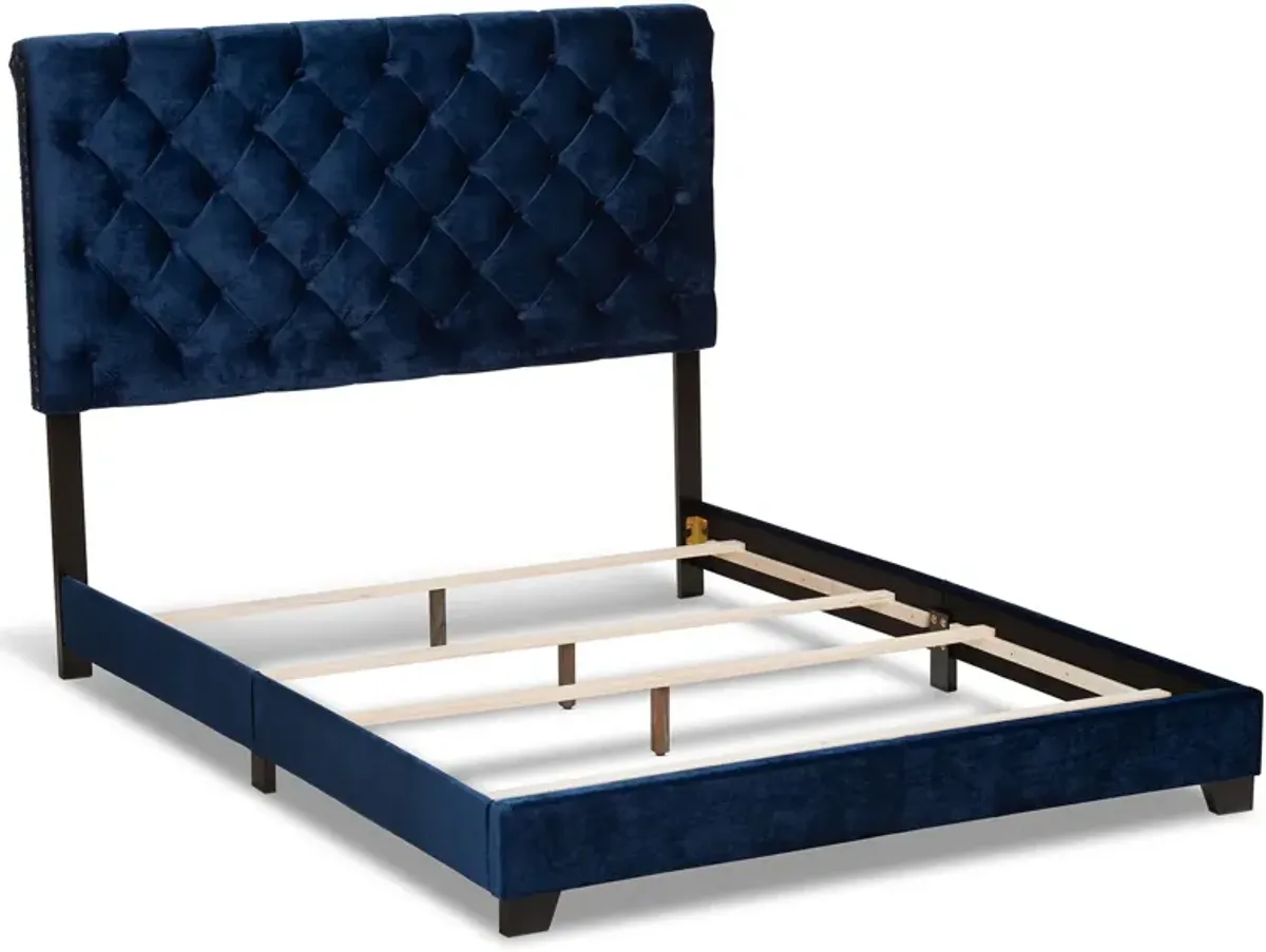 Noen Full Upholstered Bed - Navy Blue