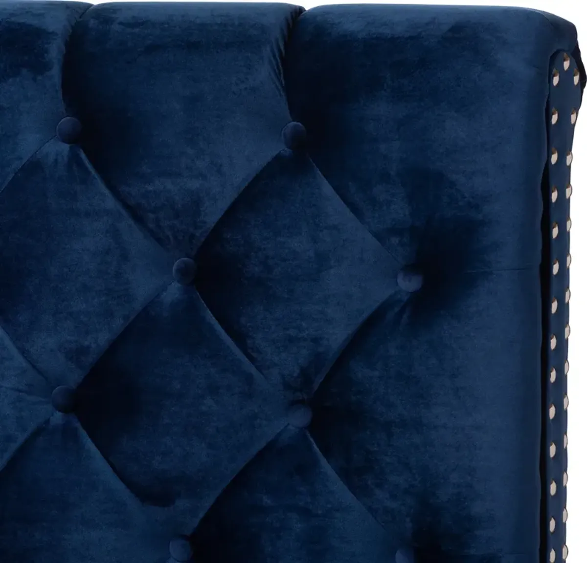 Noen Full Upholstered Bed - Navy Blue