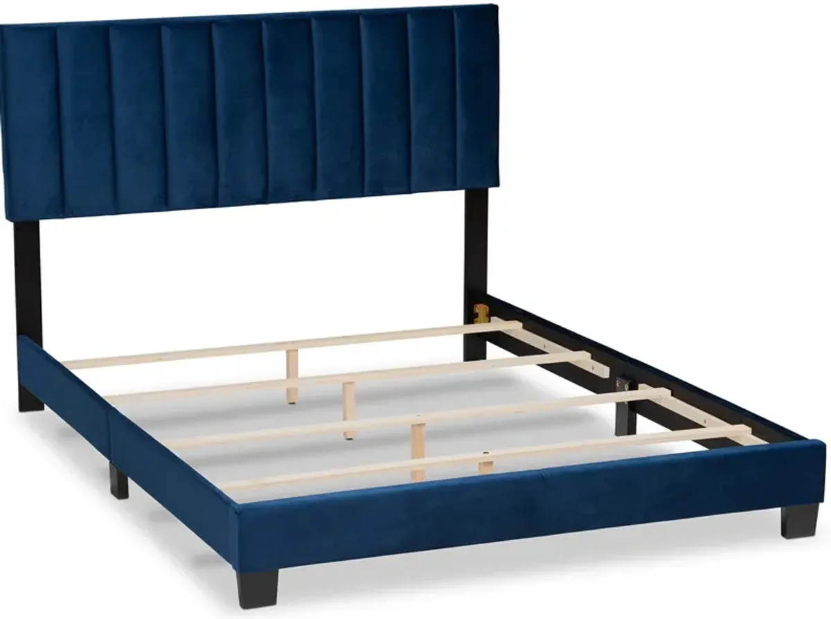 Talulla Full Upholstered Bed - Navy Blue/Black