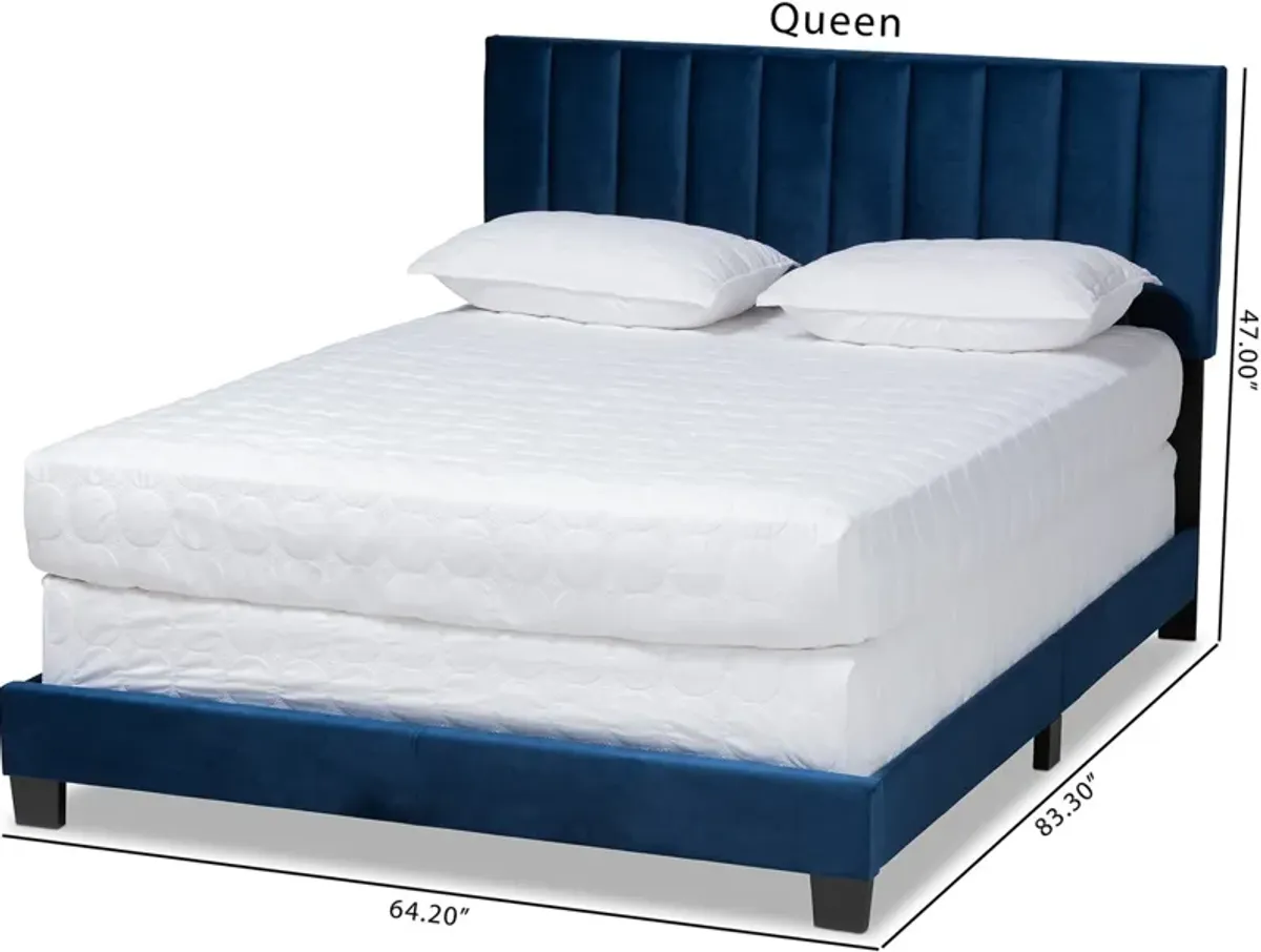 Talulla Queen Upholstered Bed - Navy Blue/Black