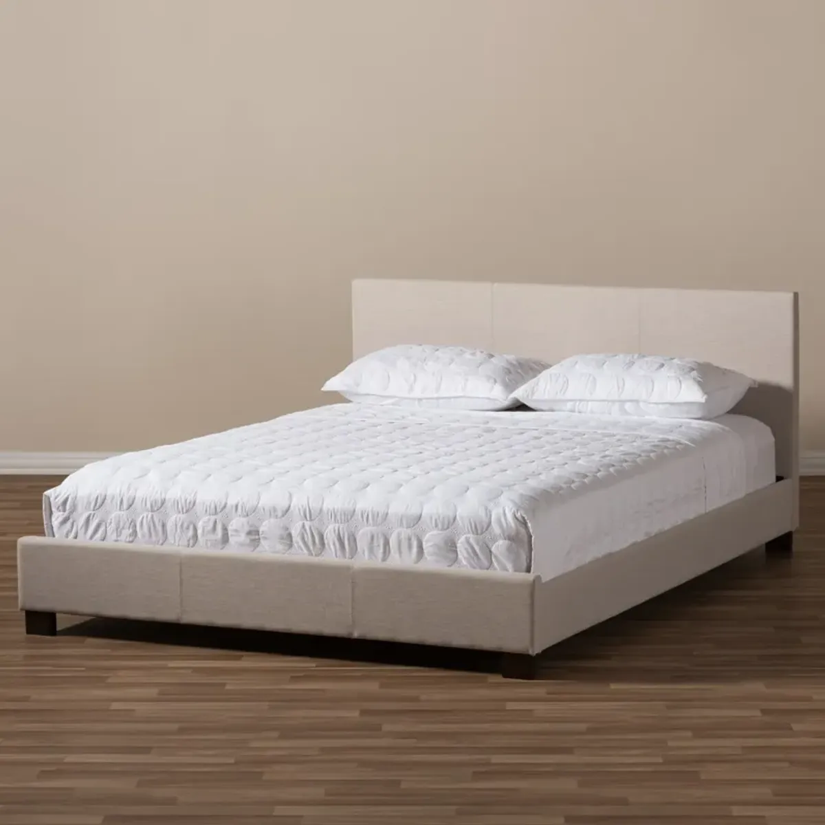 Jody Queen Upholstered Platform Bed - Beige