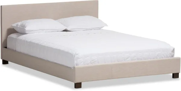 Jody Queen Upholstered Platform Bed - Beige