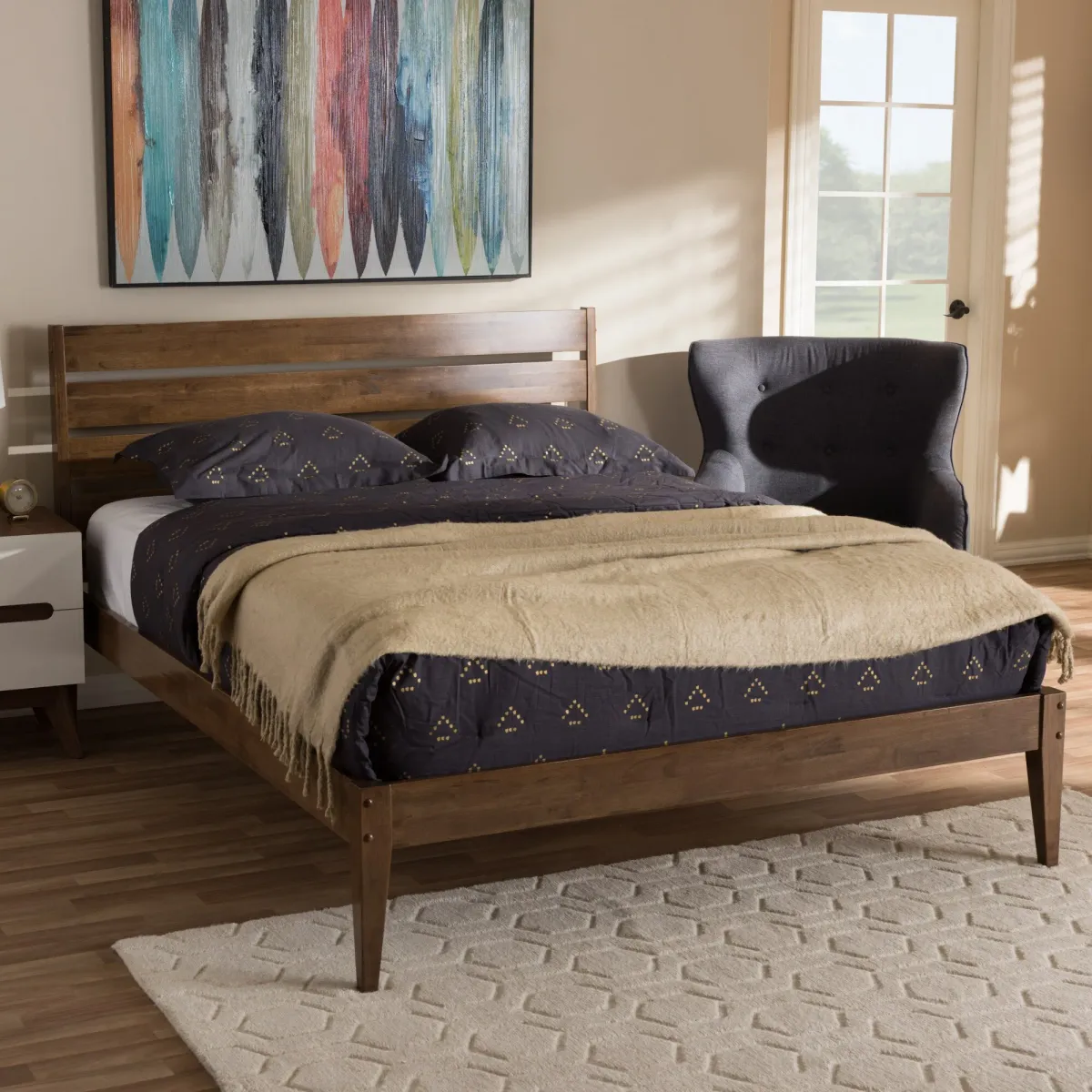 Averie King Platform Bed - Walnut Brown