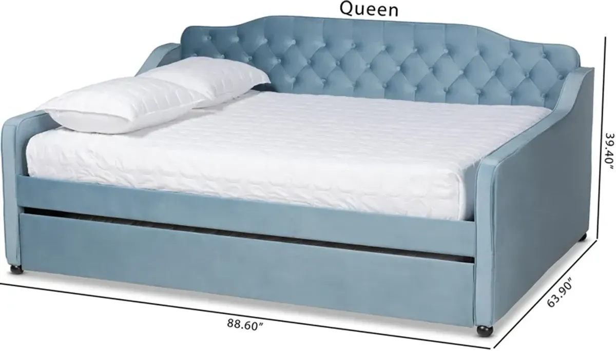 Juana Queen Daybed with Trundle - Light Blue