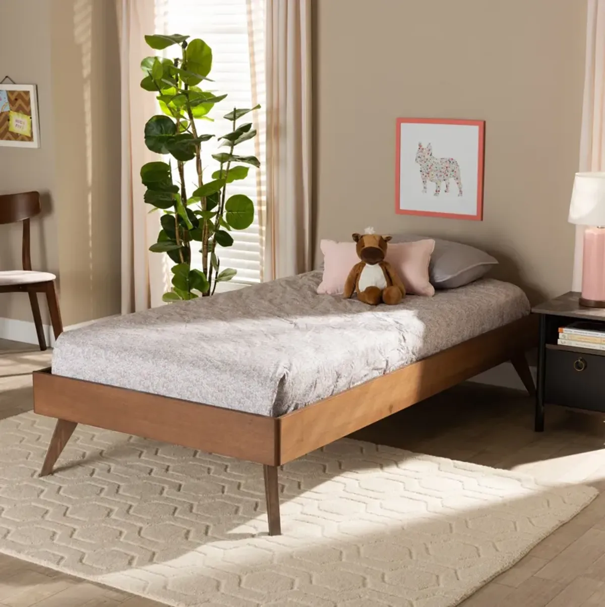 Vega Twin Platform Bed Frame - Ash Walnut