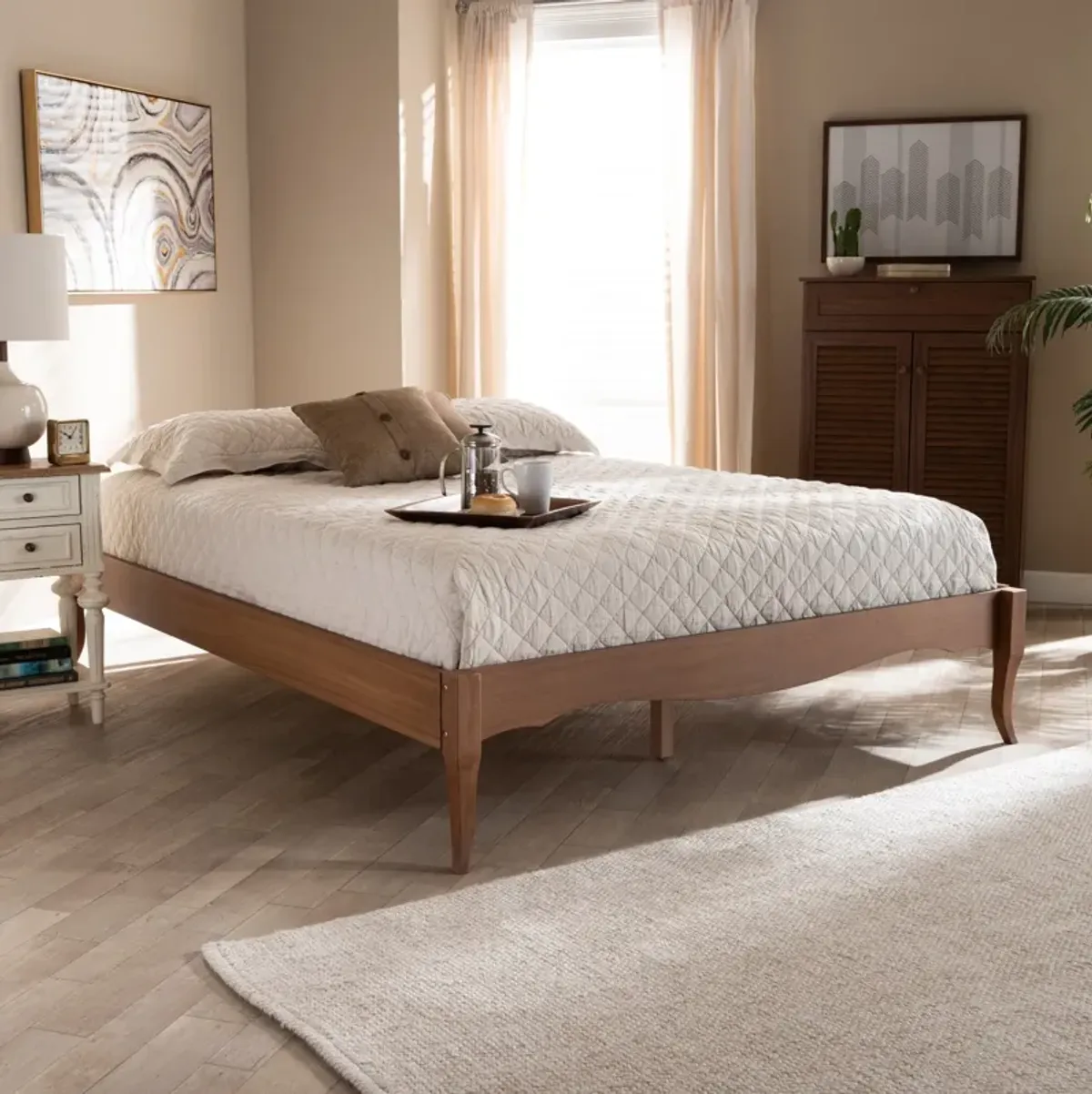 Journi Full Platform Bed Frame - Ash Walnut