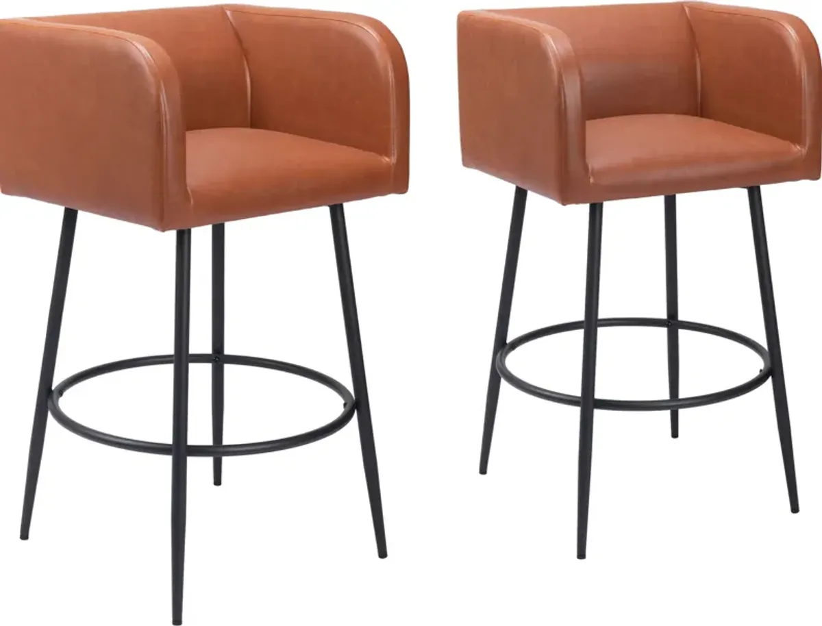 Keppel Set of 2 Bar Stools - Brown