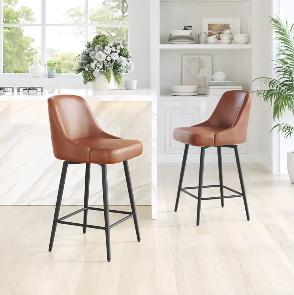 Siara Swivel Counter-Height Stool - Brown