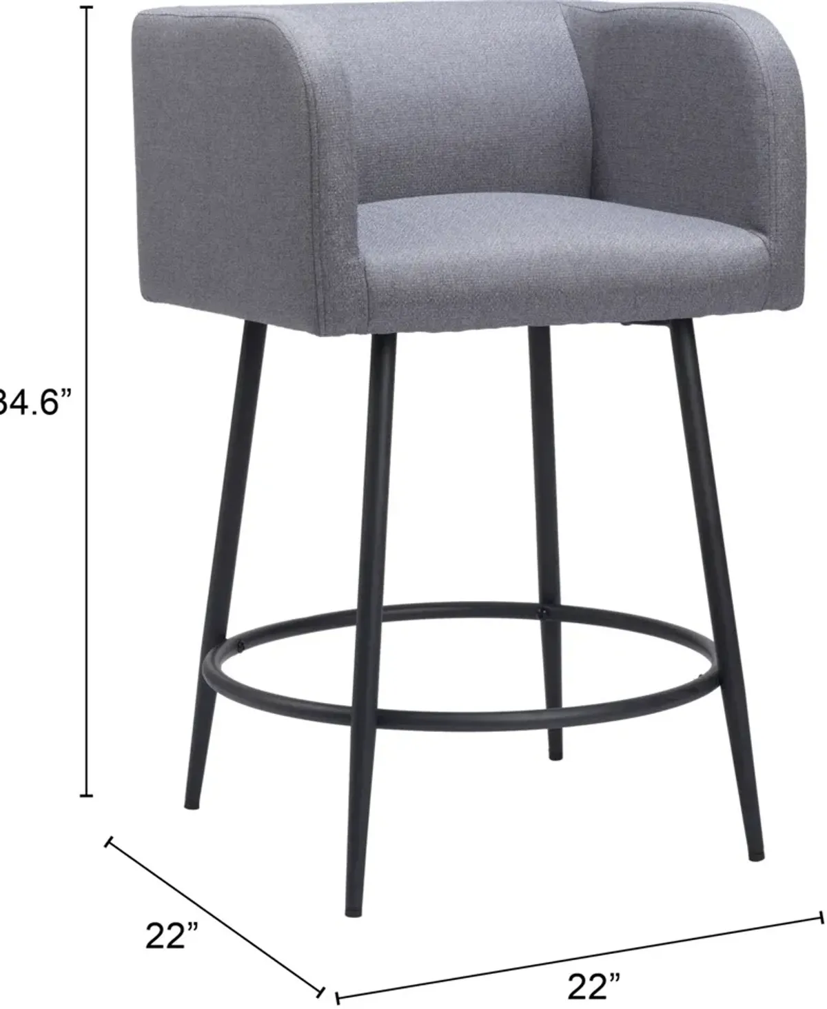 Keppel Set of 2 Counter-Height Stools - Gray