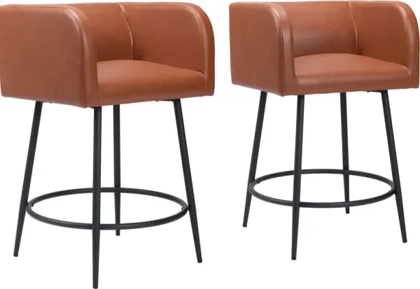 Keppel Set of 2 Counter-Height Stools - Brown