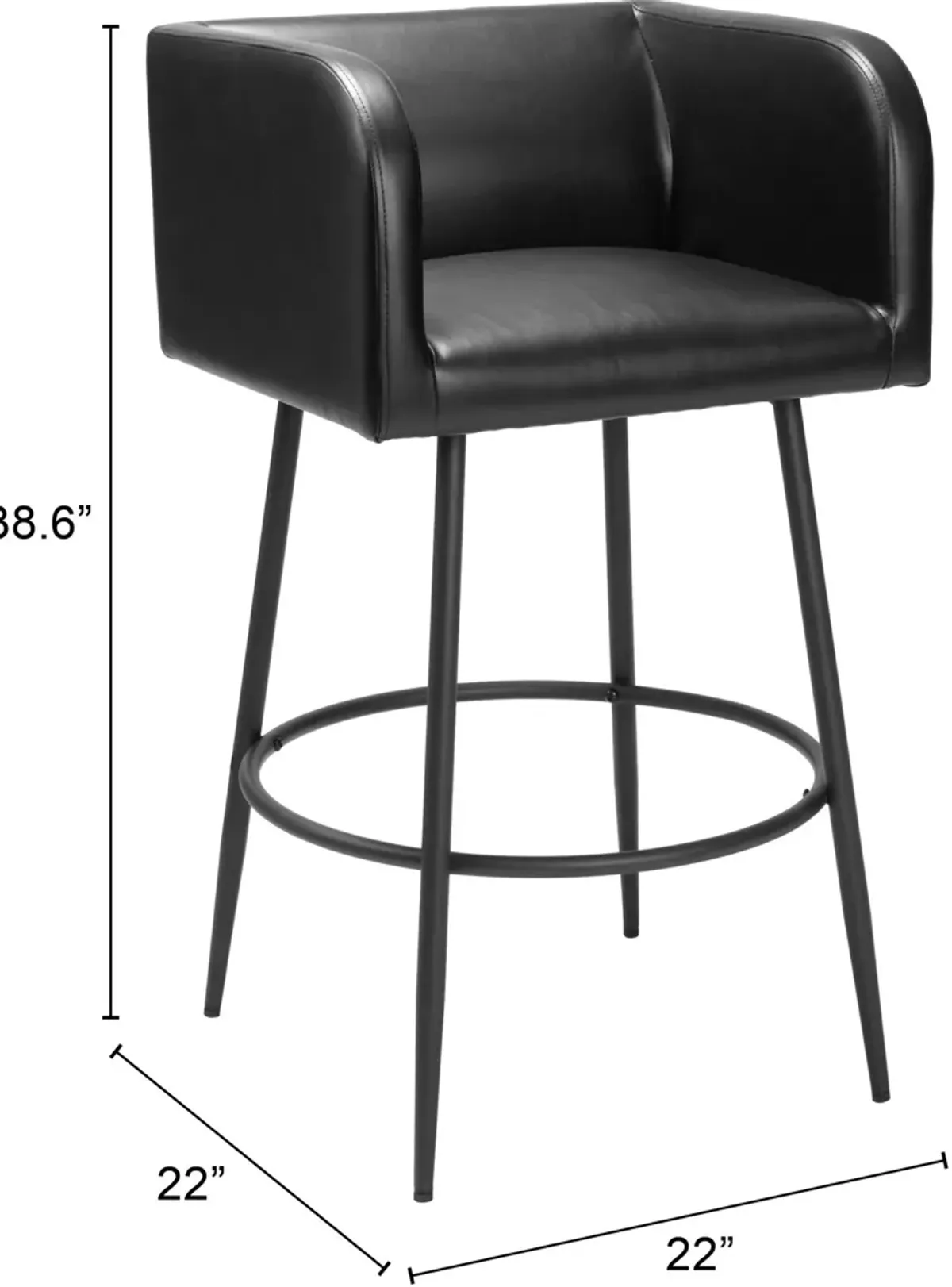 Keppel Set of 2 Bar Stools - Black