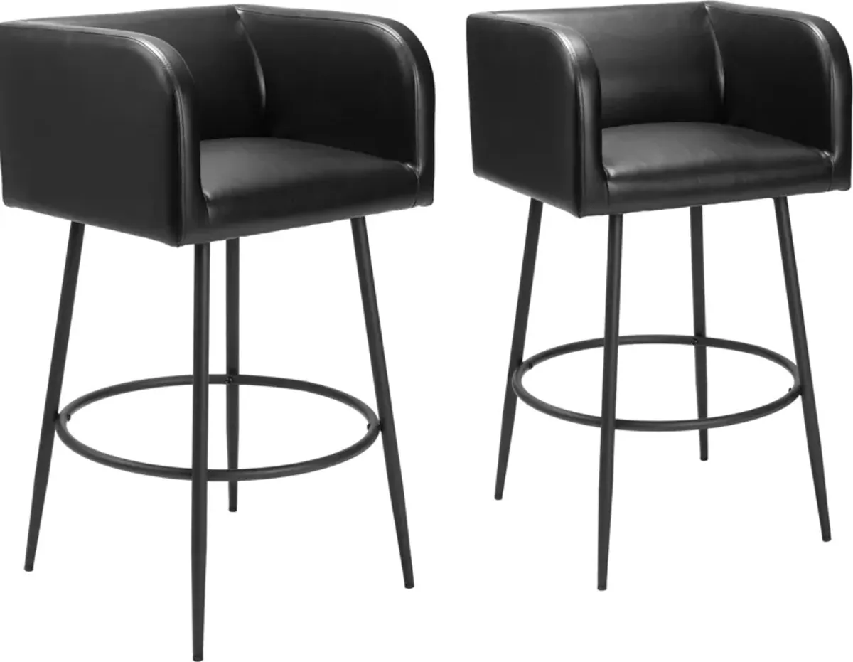 Keppel Set of 2 Bar Stools - Black