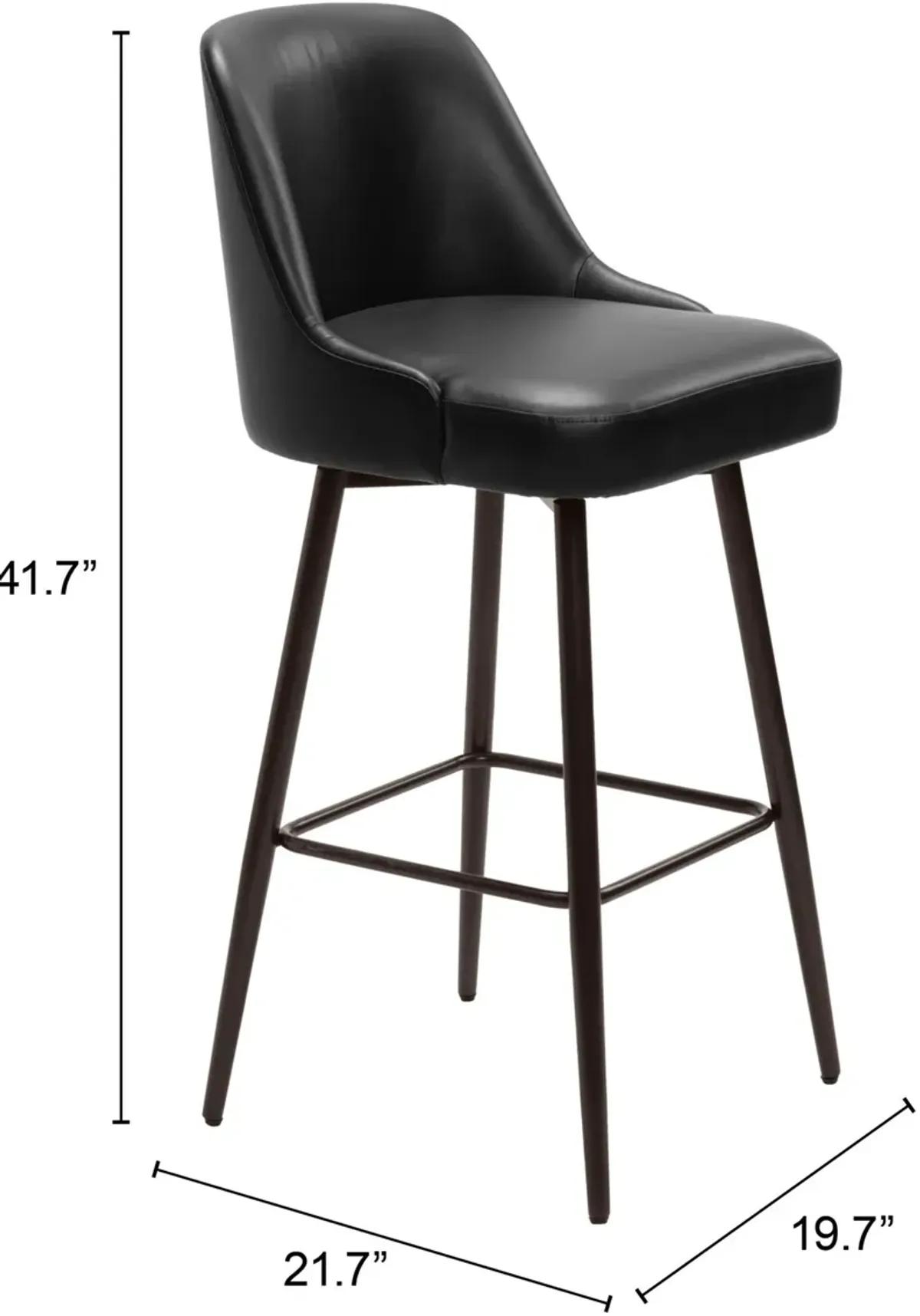 Siara Swivel Bar Stool - Black