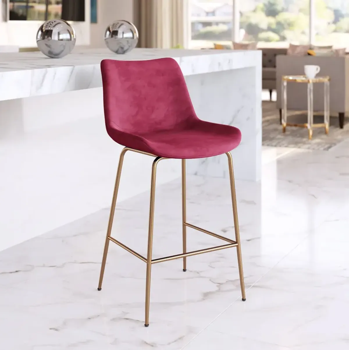 David Counter-Height Stool - Red/Gold