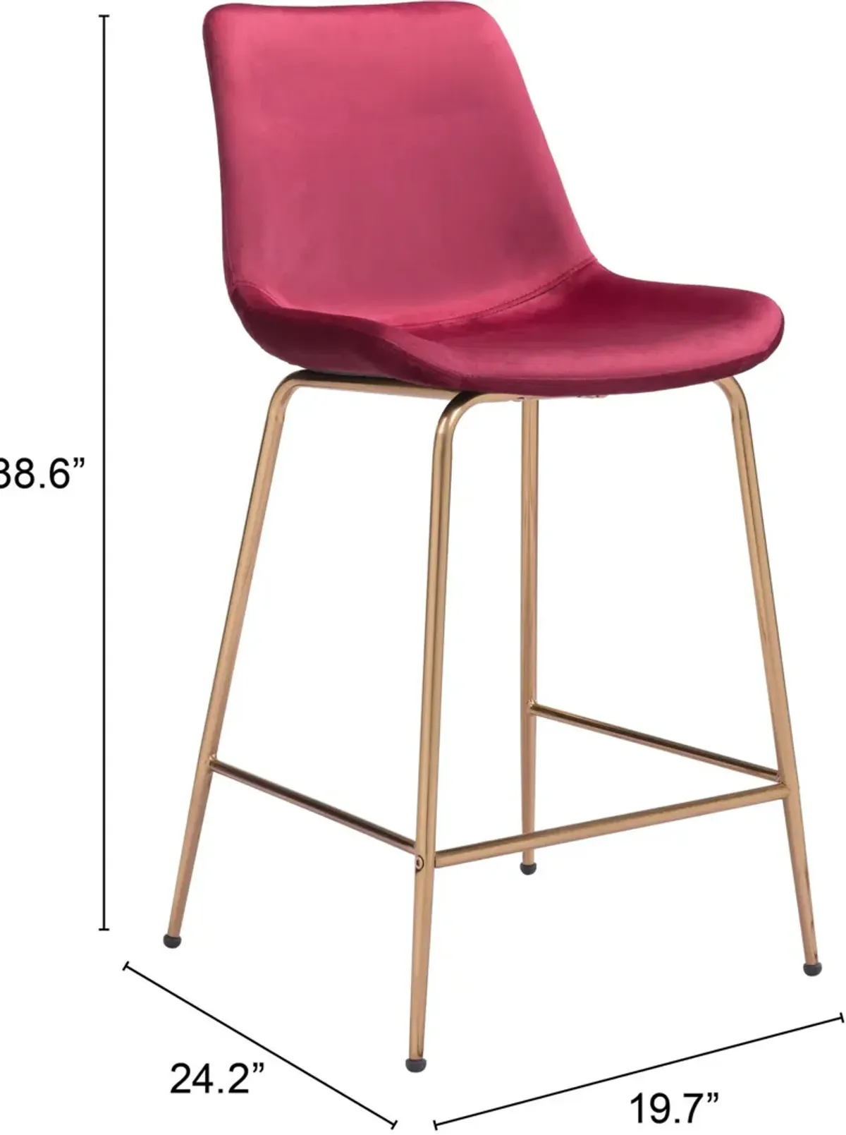 David Counter-Height Stool - Red/Gold