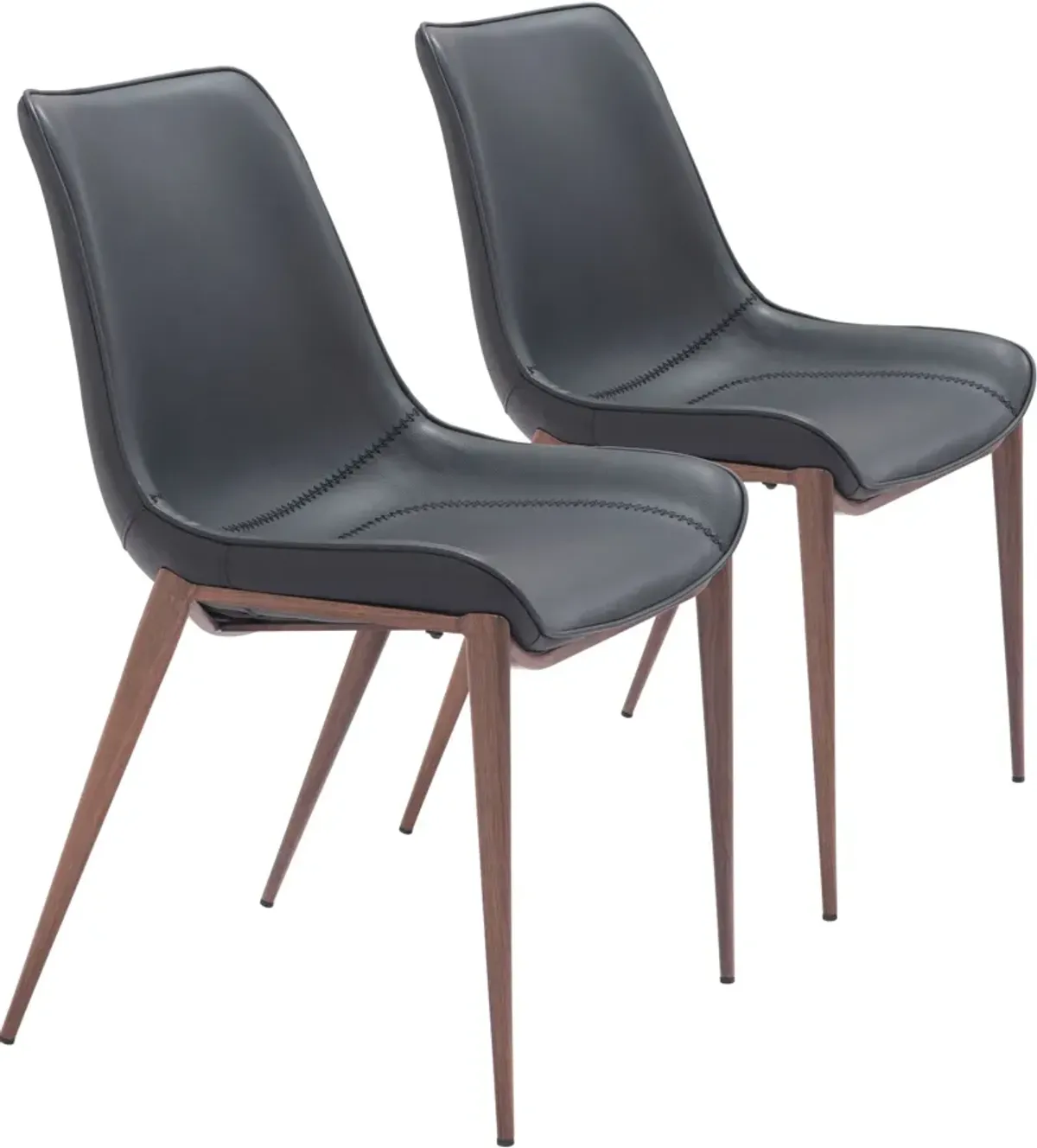 Millie Set of 2 Dining Chairs - Black/Walnut