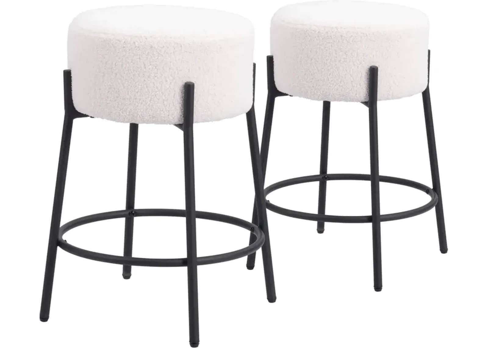 Luanda Set of 2 Counter-Height Stools - Ivory