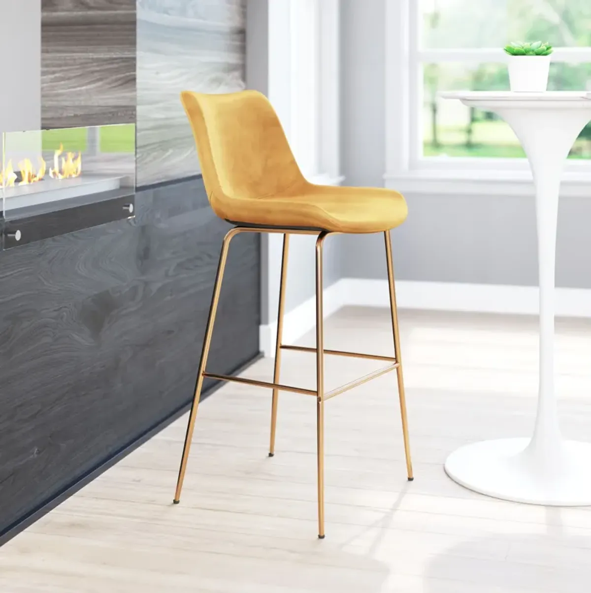 David Bar Stool - Yellow/Gold