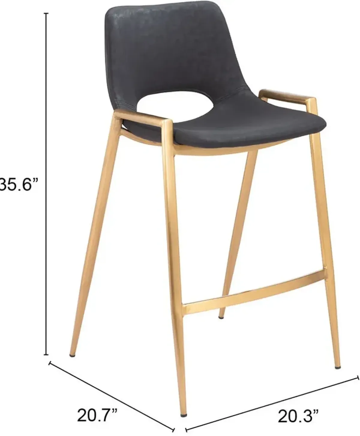 Emerson Set of 2 Counter-Height Stools - Black/Gold