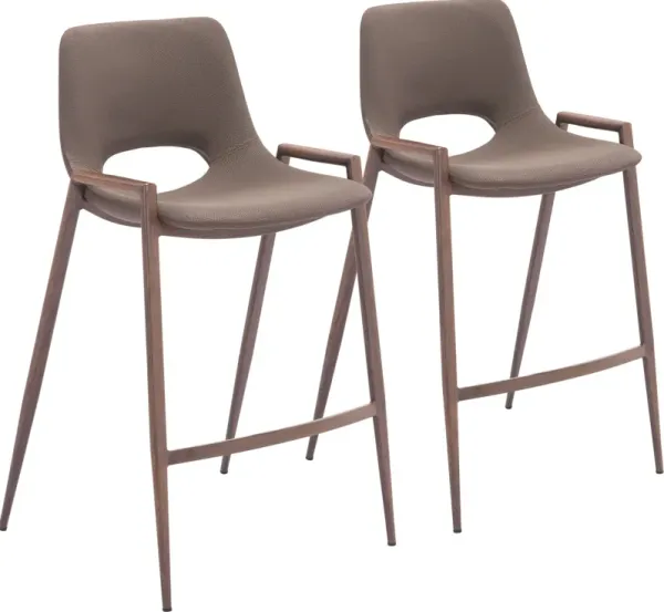 Emerson Set of 2 Counter-Height Stools - Brown