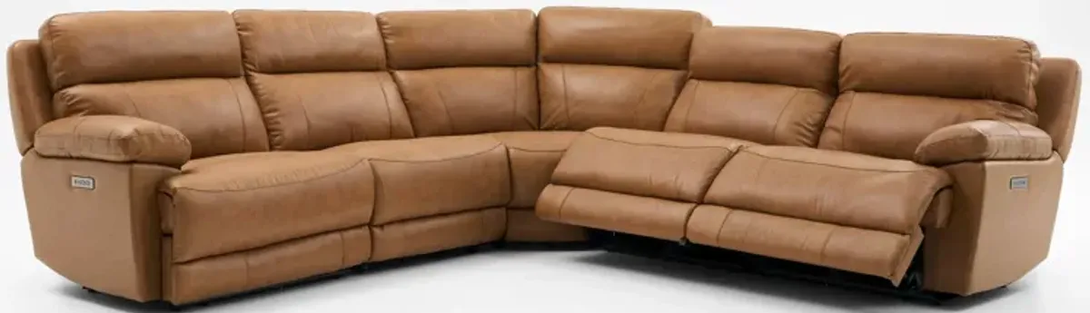 Gatlin 5-Piece Dual-Power Reclining Sectional - Tan