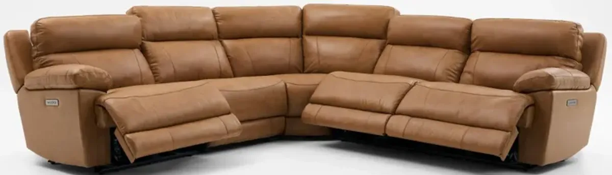 Gatlin 5-Piece Dual-Power Reclining Sectional - Tan