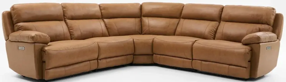 Gatlin 5-Piece Dual-Power Reclining Sectional - Tan