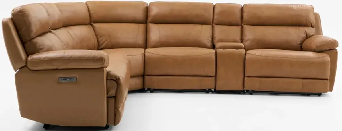 Gatlin 6-Piece Dual-Power Reclining Sectional with Console - Tan