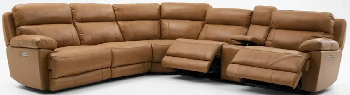 Gatlin 6-Piece Dual-Power Reclining Sectional with Console - Tan