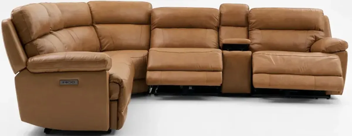 Gatlin 6-Piece Dual-Power Reclining Sectional with Console - Tan