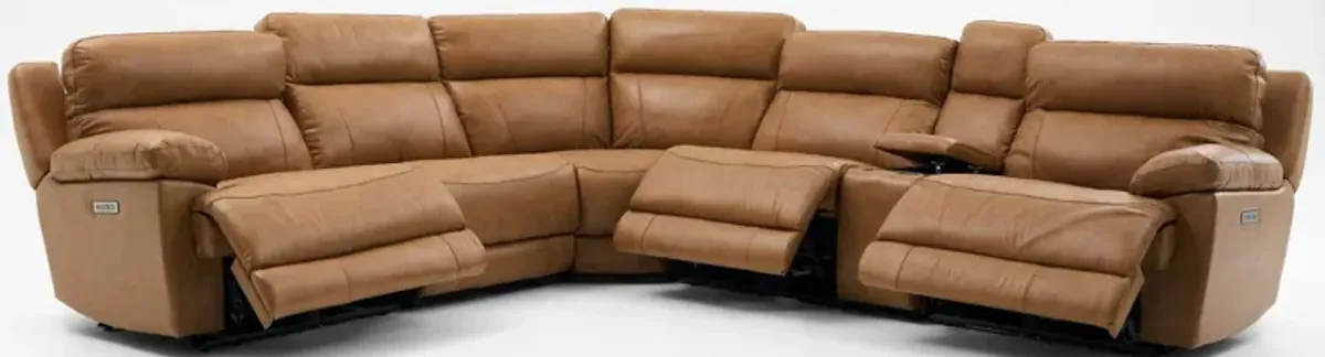 Gatlin 6-Piece Dual-Power Reclining Sectional with Console - Tan