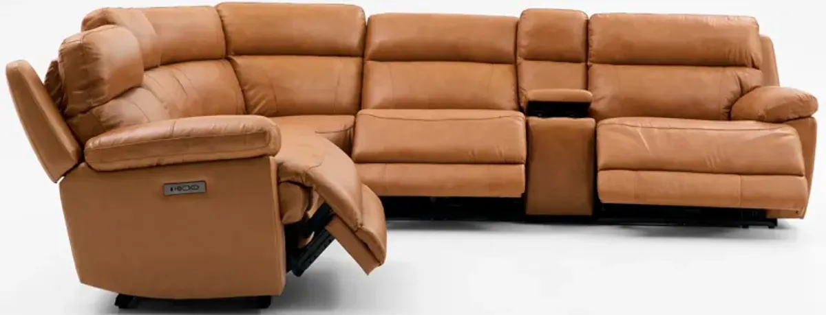 Gatlin 6-Piece Dual-Power Reclining Sectional with Console - Tan