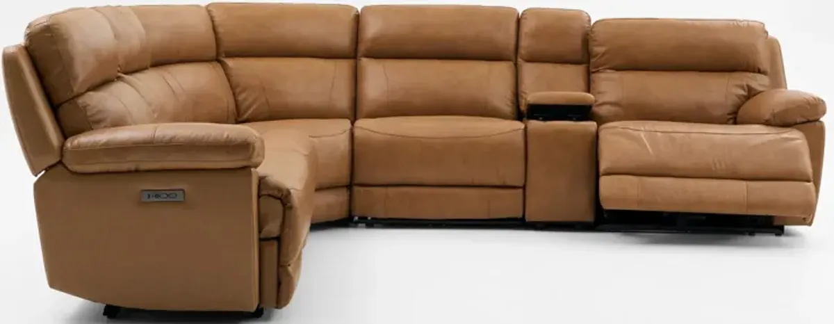 Gatlin 6-Piece Dual-Power Reclining Sectional with Console - Tan