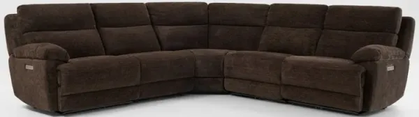 Gatlin 5-Piece Dual-Power Reclining Sectional - Brown