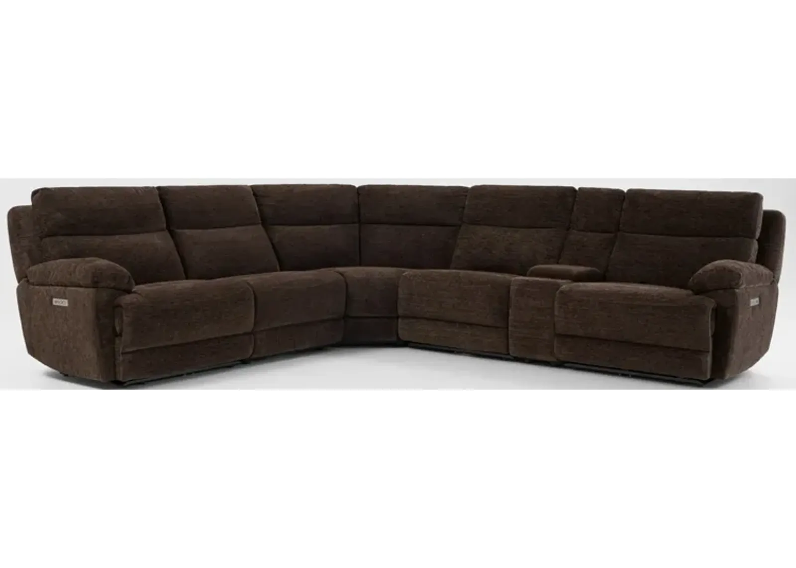 Gatlin 6-Piece Dual-Power Reclining Sectional with Console - Brown