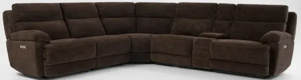 Gatlin 6-Piece Dual-Power Reclining Sectional with Console - Brown