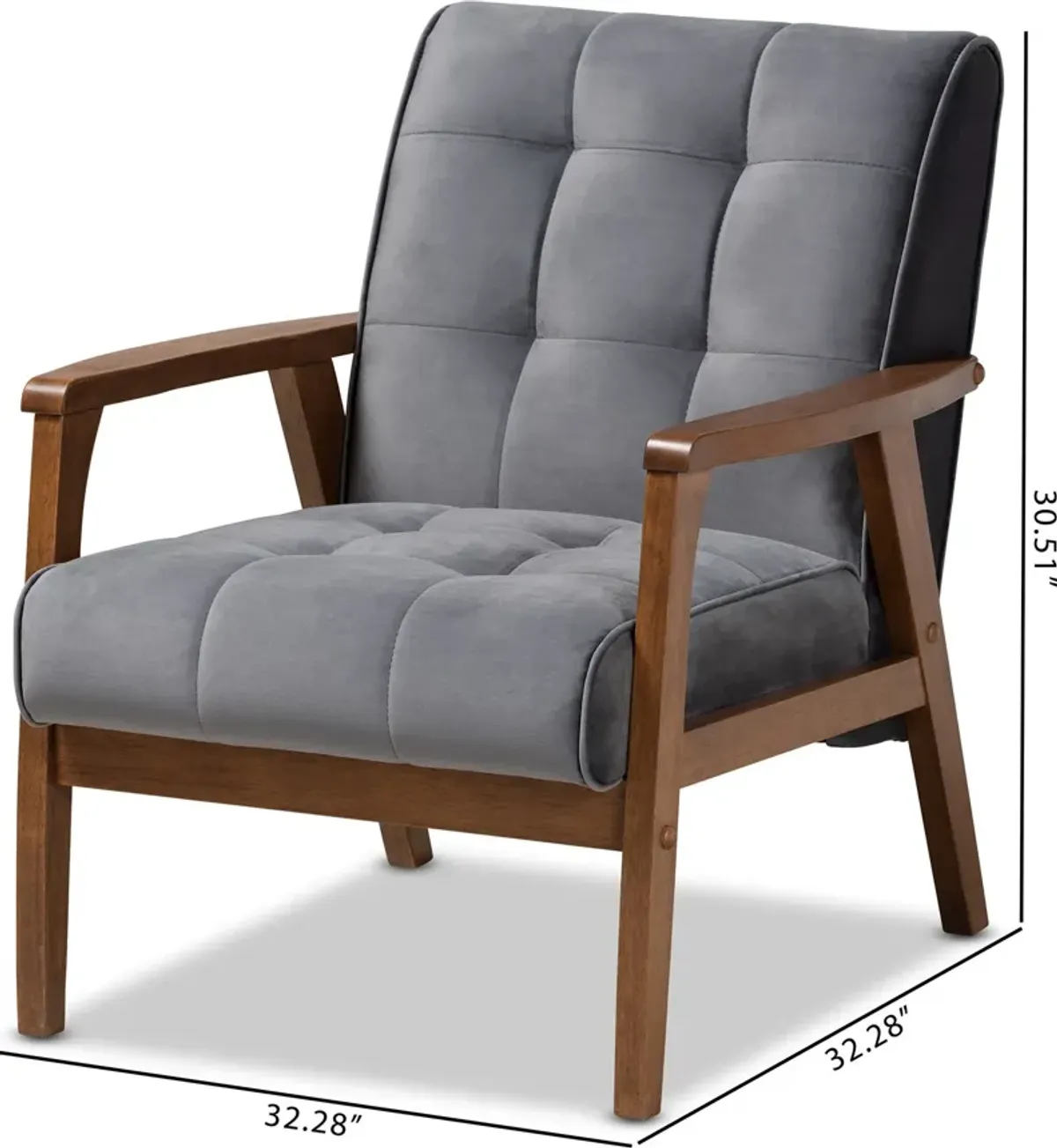 Belinda Accent Chair - Grey/Walnut