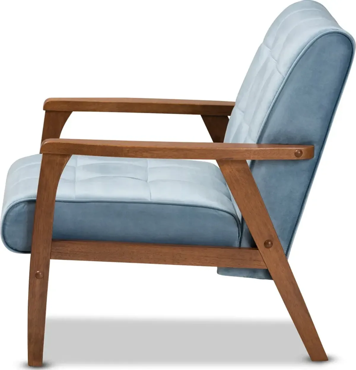 Belinda Accent Chair - Light Blue/Walnut