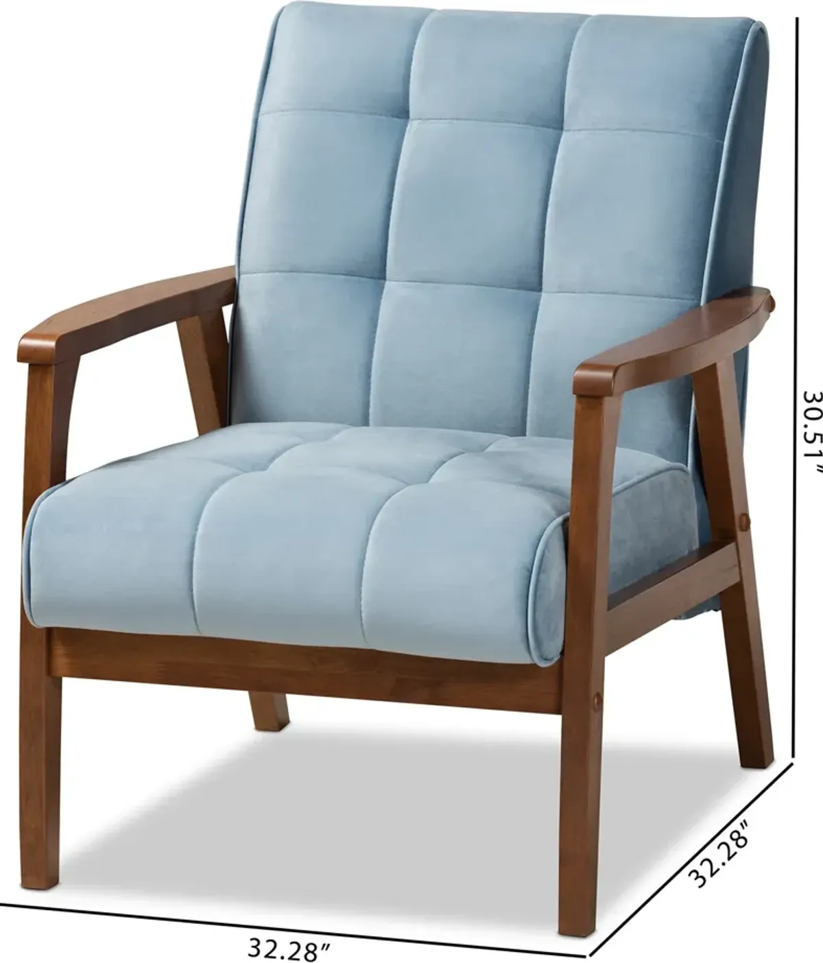 Belinda Accent Chair - Light Blue/Walnut