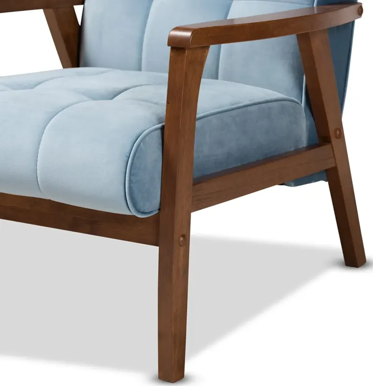 Belinda Accent Chair - Light Blue/Walnut