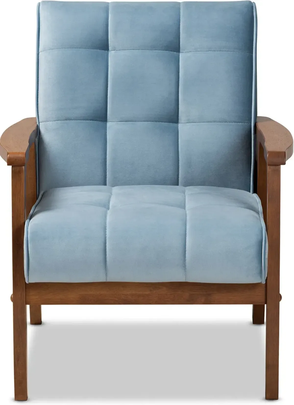 Belinda Accent Chair - Light Blue/Walnut