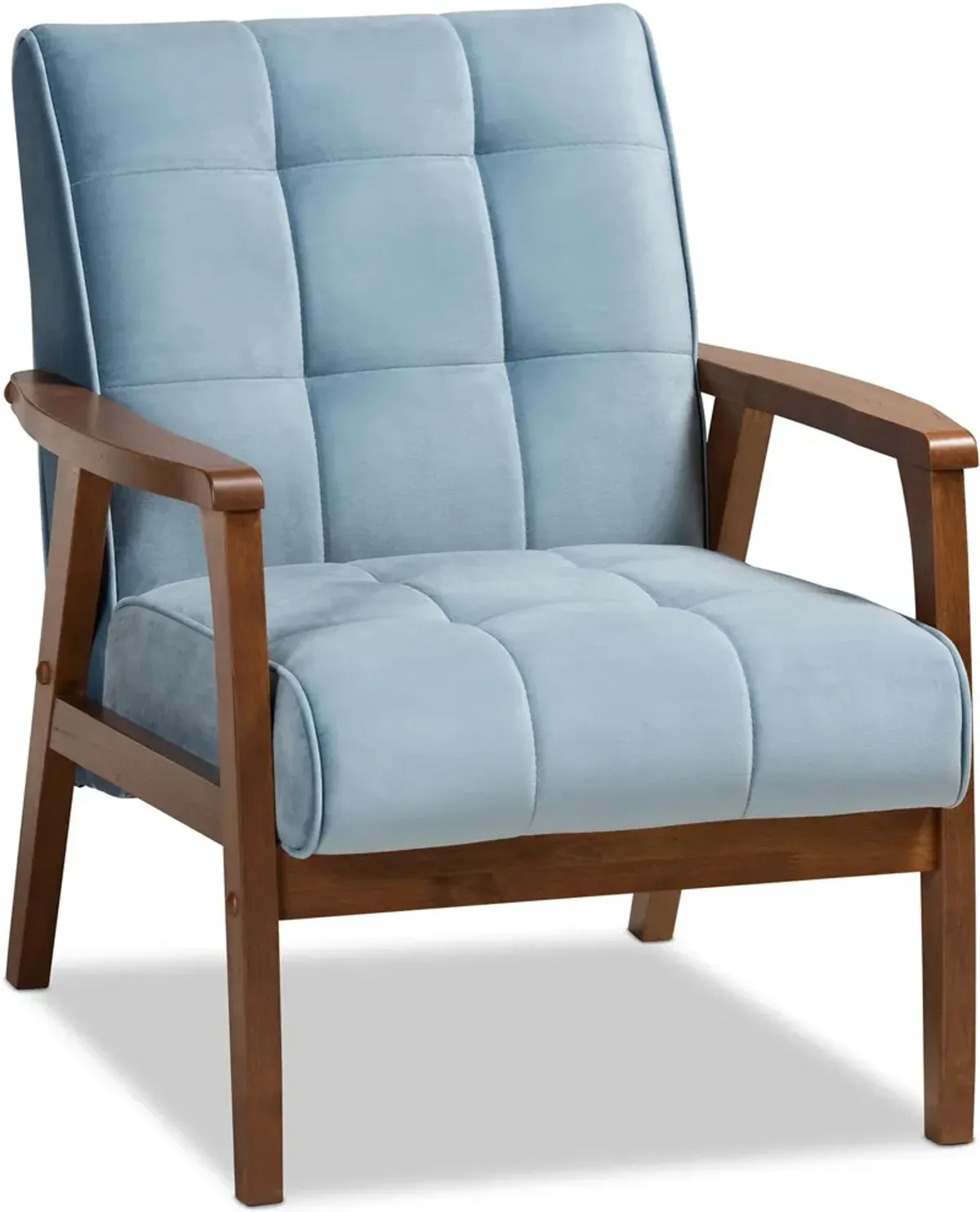 Belinda Accent Chair - Light Blue/Walnut