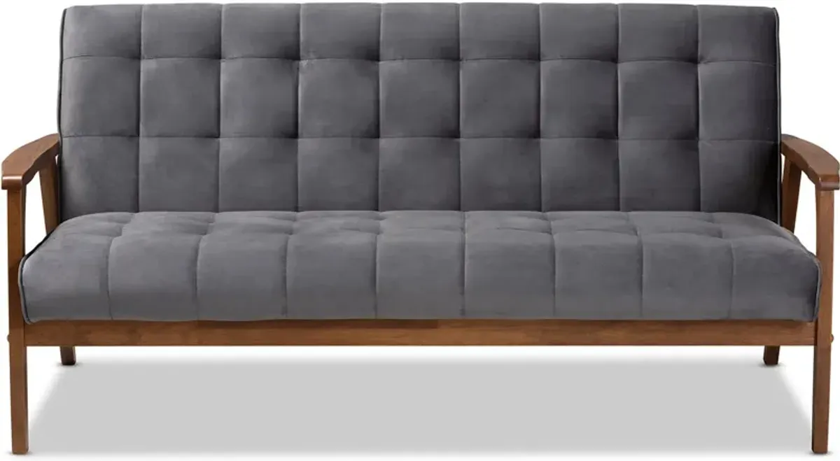 Belinda Sofa - Grey/Walnut