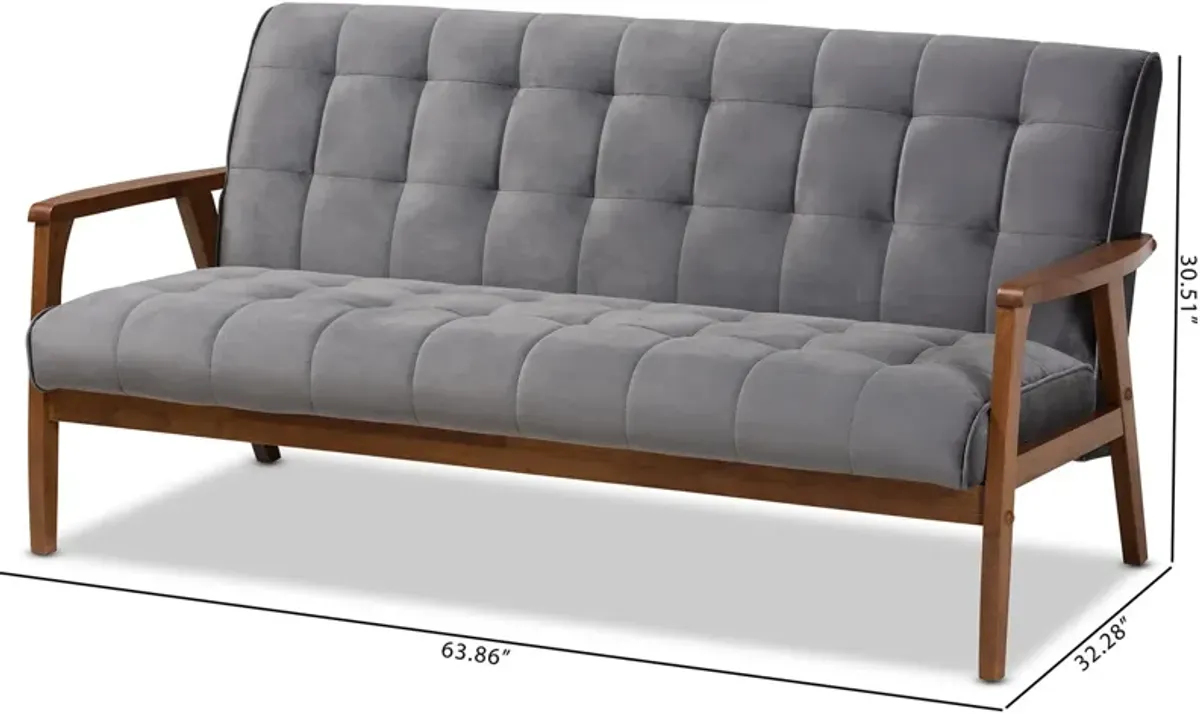 Belinda Sofa - Grey/Walnut